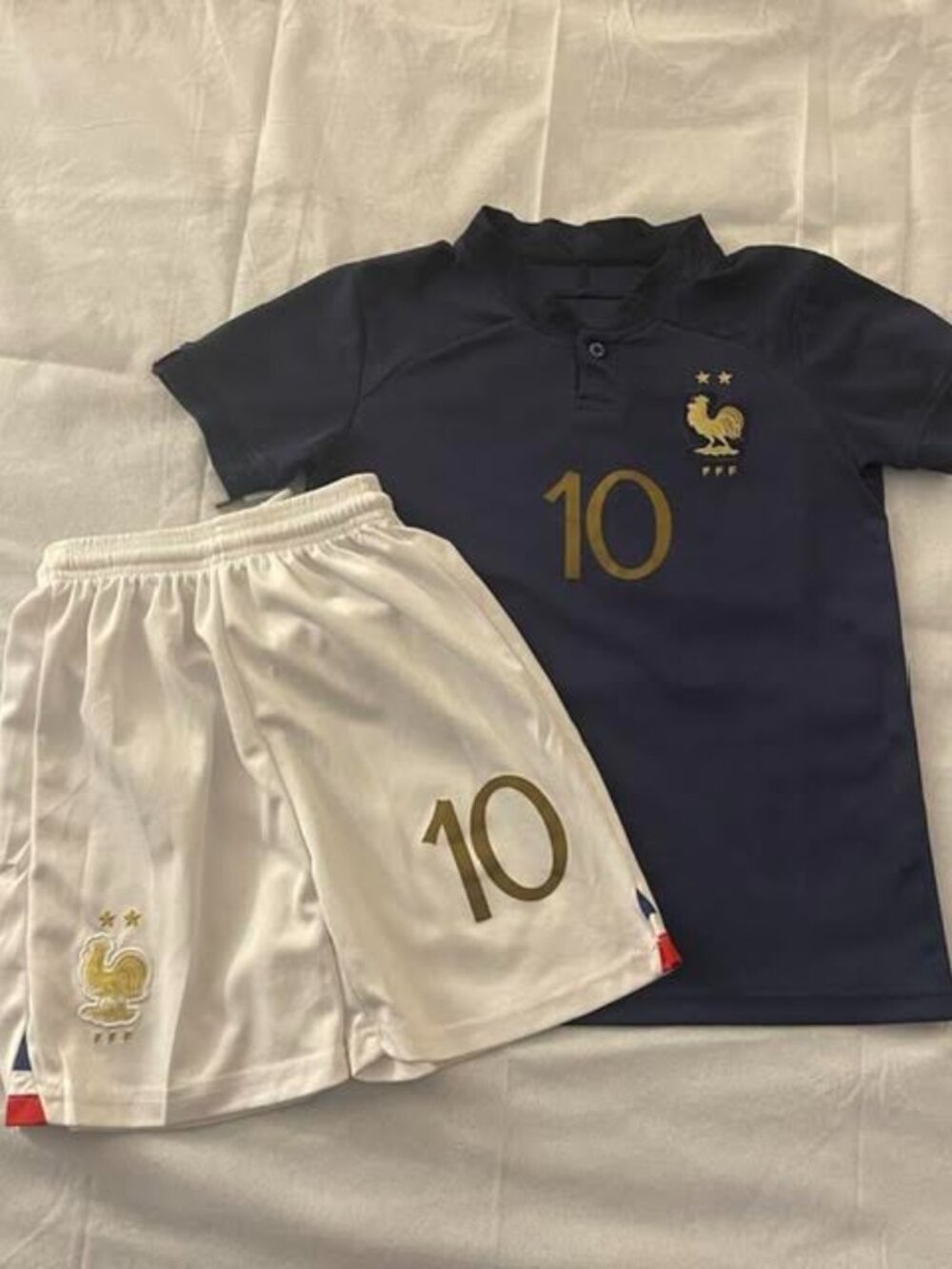 Nike France Kylian Mbappé #10 Home Mini Kit Jersey – Kids Size 22